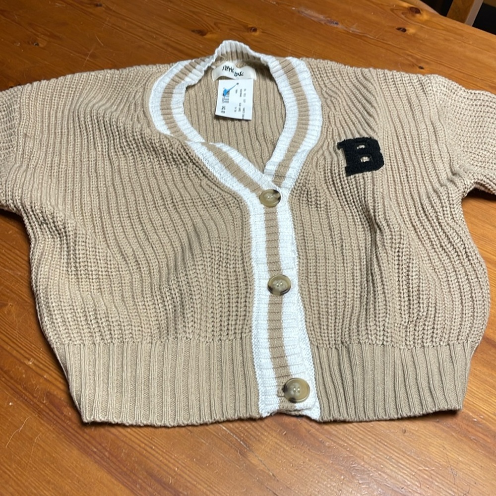 Hippie love tan lettered cardigan